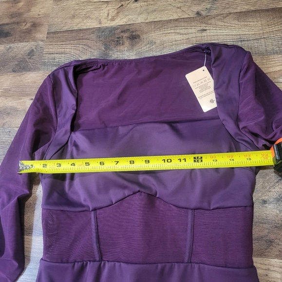 NWT Popilush Purple Longsleeve Mesh Bodycon Shapewear Dress Size Large - Picture 7 of 10